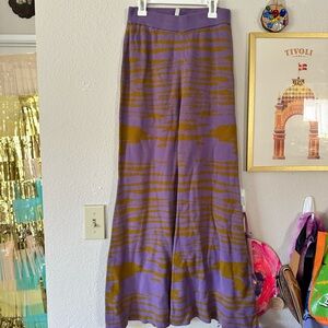 Another Girl US 8 Flare Knitted Pant Purple and Yellow Free People